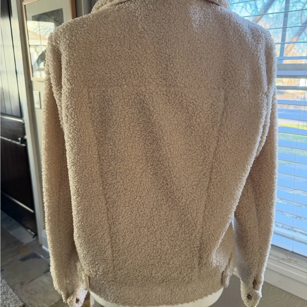 Sanctuary Sherpa Teddy Jacket Cream Button Up Size Small - Picture 4 of 5